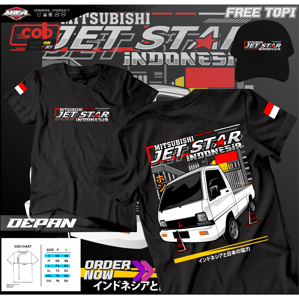 BAJU MOBIL JETSTAR PICK UP GRATIS TOPI||KAOS KOMUNITAS MOBIL JETSTAR TERBARU||KAOS PICK UP