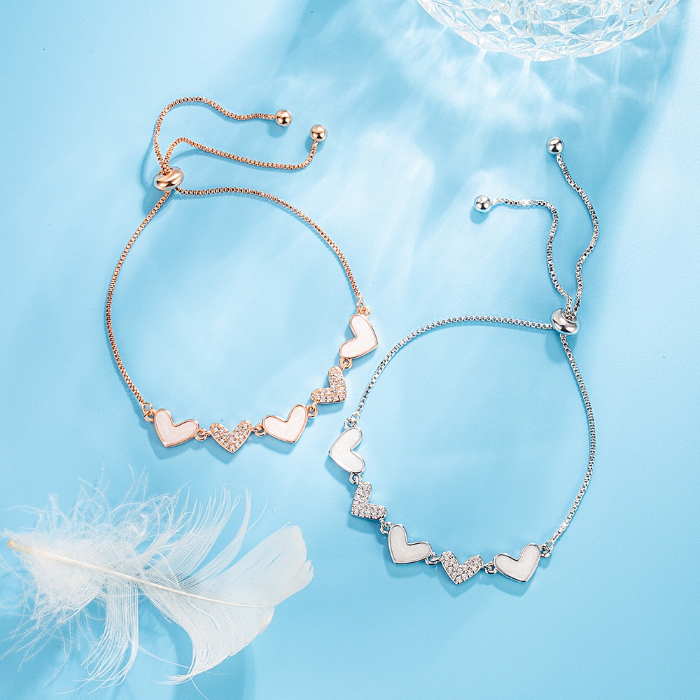 Gelang Korea Disepuh Perak Zirkonia Ungu Muda Elegan Hadiah Wanita OOTD Terlaris