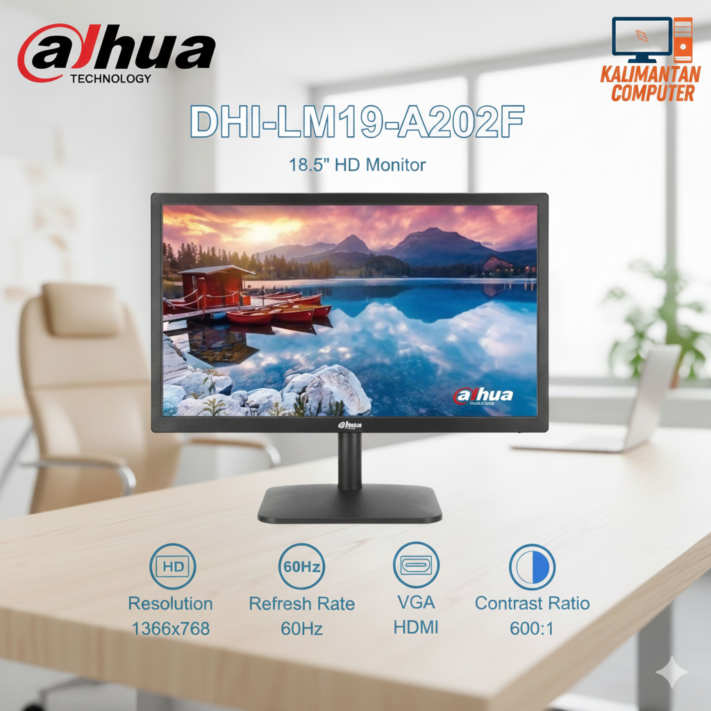 Monitor LED DAHUA 19 INCH DHI-LM19-A202F - HD 60Hz VGA HDMI MONITOR CCTV KOMPUTER