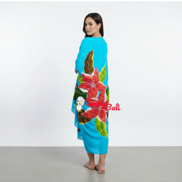 KAIN PANTAI LUKIS BUNGA RAYON TEBAL PREMIUM BALI/SARUNG PANTAI LUKIS BUNGA RAYON TEBAL PREMIUM BALI