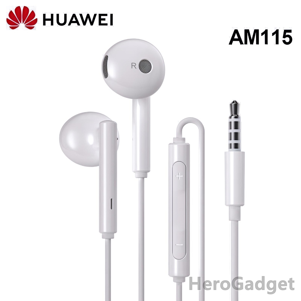 Huawei AM115 Headset Earphone Kabel Stereo Bass Original