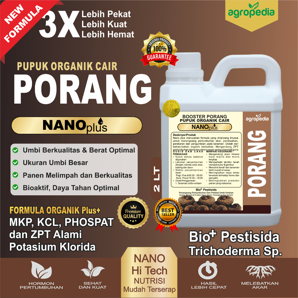 2 LITER NANOplus Pupuk BOOSTER Tanaman Umbi Porang, Nutrisi Pupuk Cair  Umbi Porang , Pupuk Pelebat 
