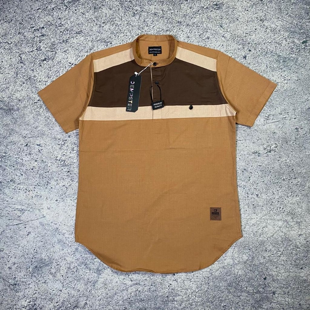 Baju Koko kurta pria Muslim lengan pendek kerah Shanghai