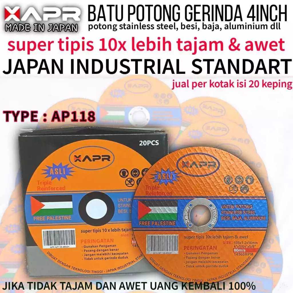 XAPR Original AP118 Batu Potong Gerinda 4 Inch Mata Potong Besi Stainless Baja Aluminium Pipa Tebal