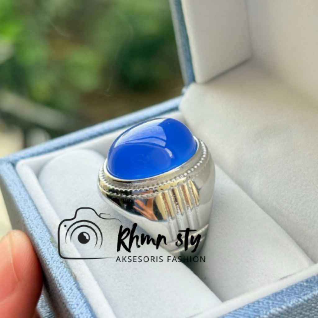 cincin batu akik spirtus ring titanium silver