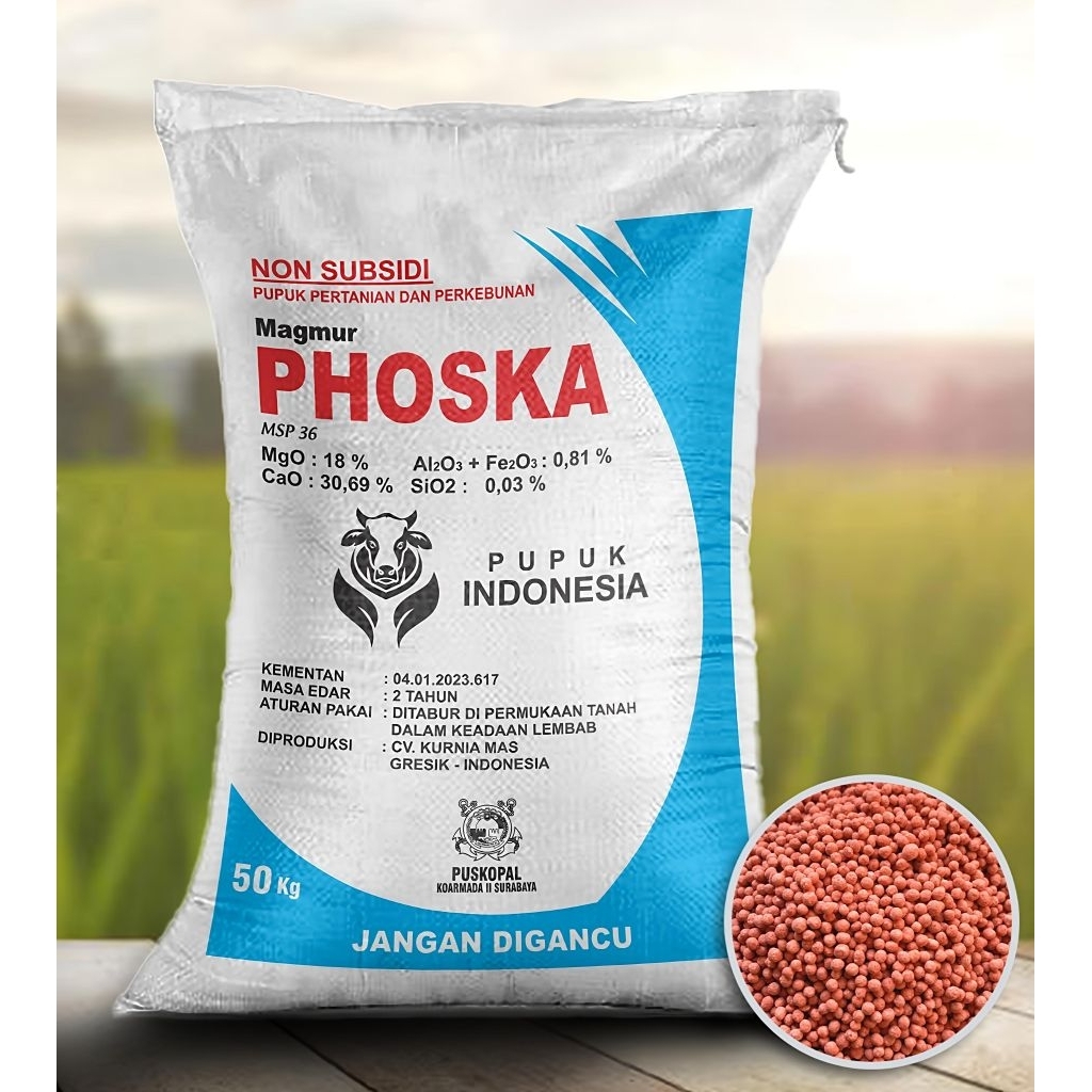 Pupuk Phoska Non Subsidi Kurnia mas kemasan 50 kg x 160 sak ( 8 ton )
