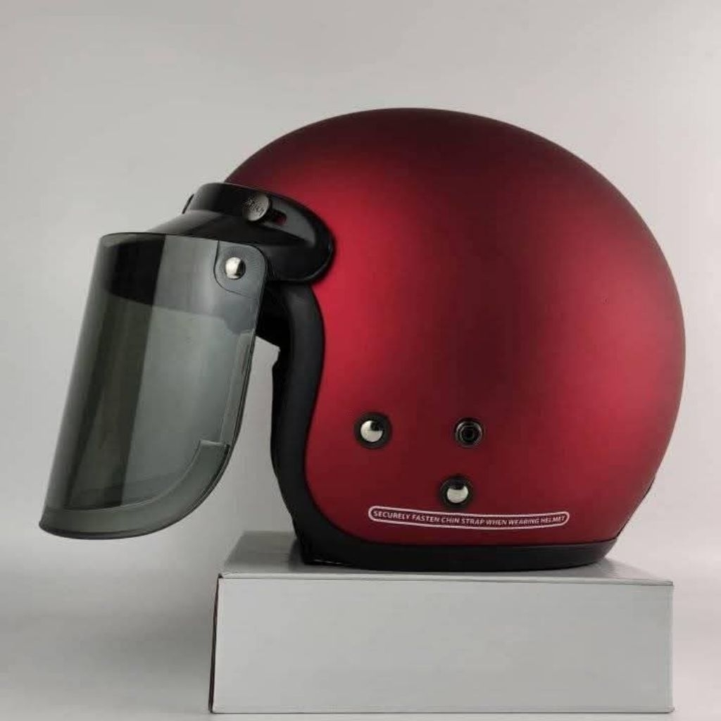 helm bogo retro red doff merah marun doff SNI identik carglos helmet dewasa