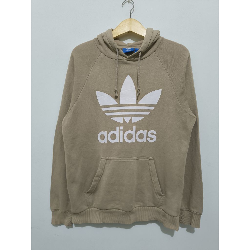 Jacket Hoodie Adidas Cream Big Logo Trefoil Size S fit M/L