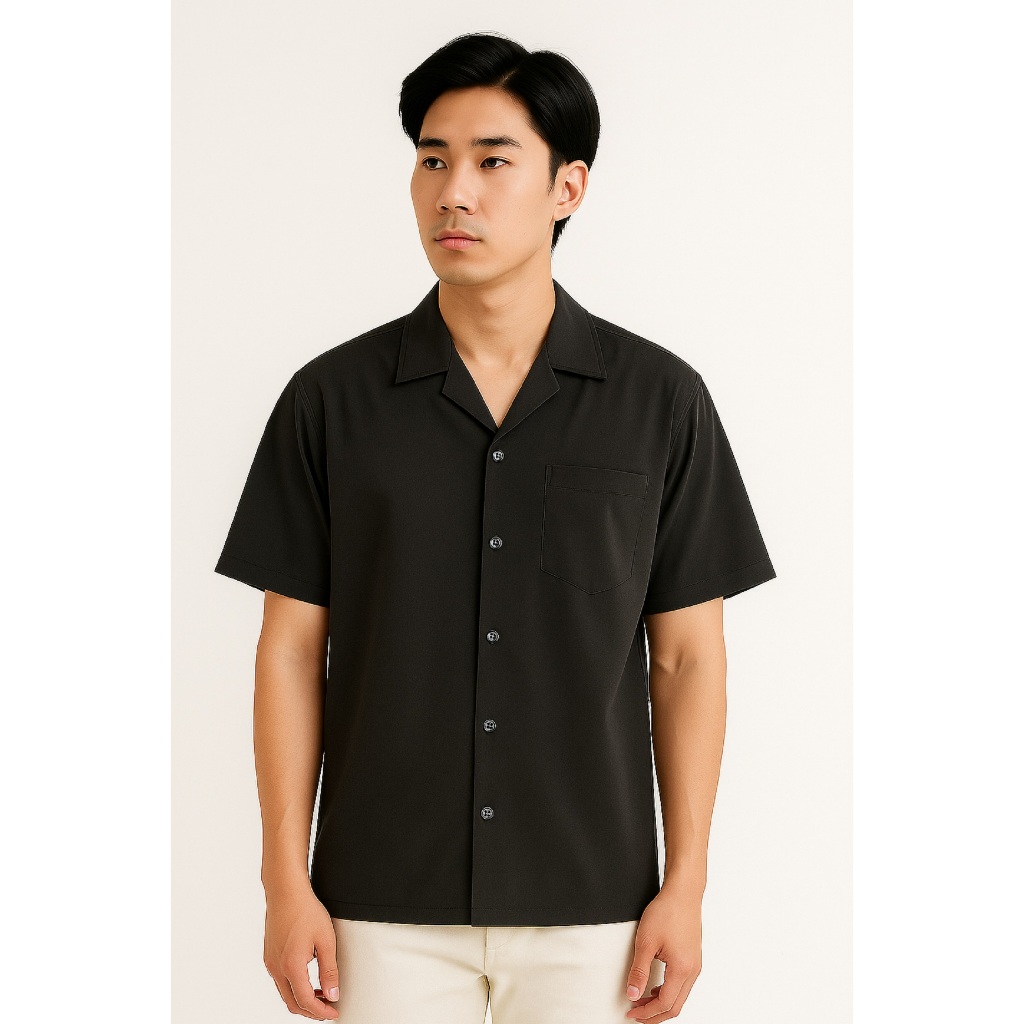 KEMEJA POLOS PRIA LENGAN PENDEK HAWAIAN CLASSIC SHIRT KEMEJA PANTAI BAHAN TOYOBO