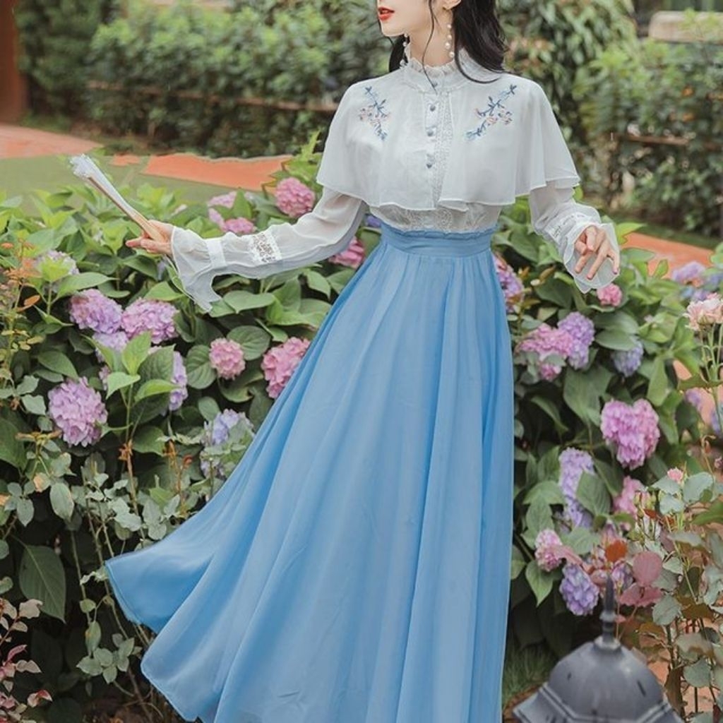 korean dress original fairy sky blue