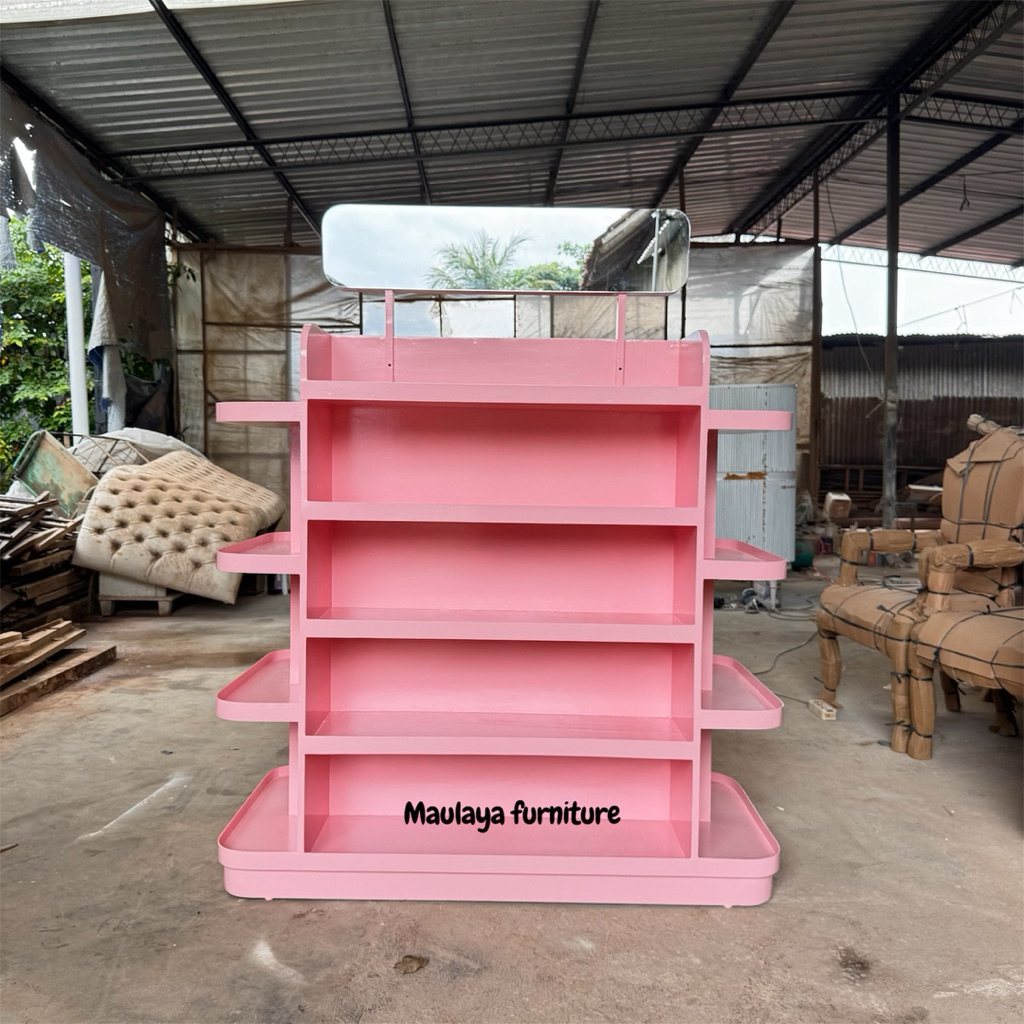 Rak display Kosmetik kaca Atas Meja Display Toko Terlaris