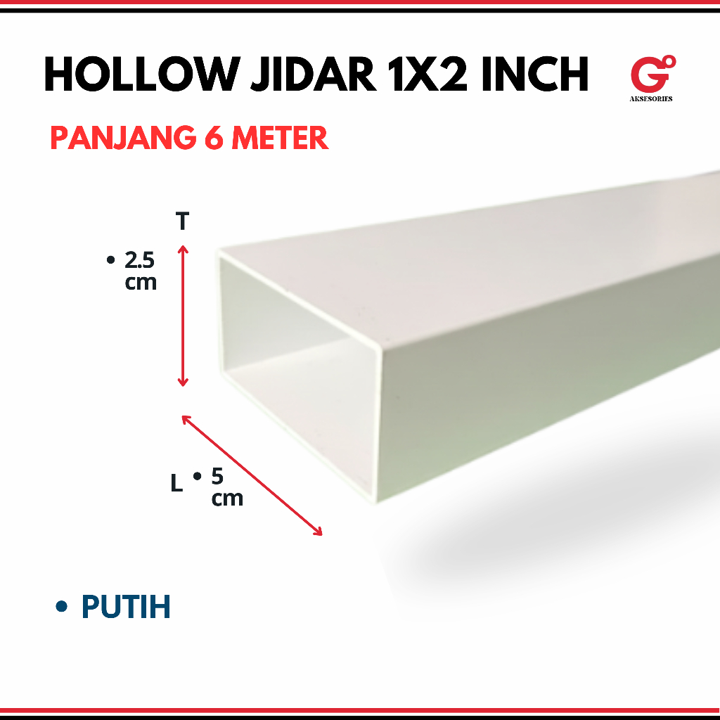 HOLLOW JIDAR ALUMINIUM 1X2 INCH *GRATIS ONGKOS POTONG*
