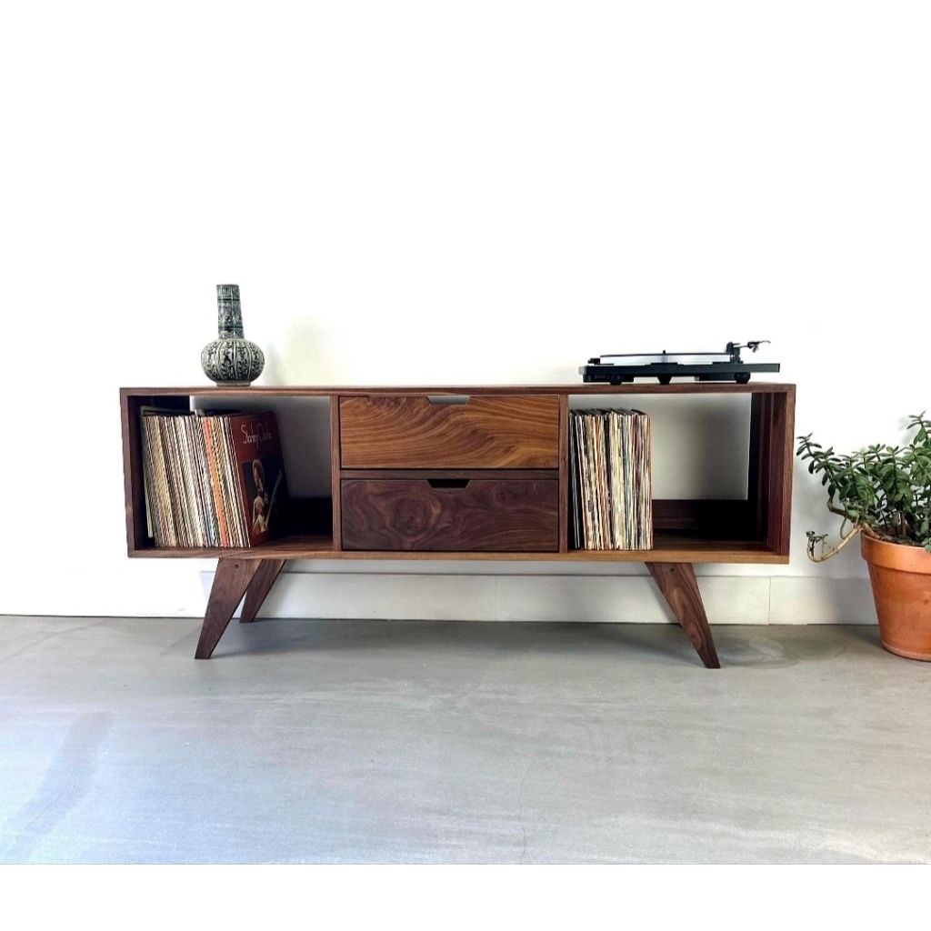 lemari vinyl record/nakas piringan hitam kayu mahoni