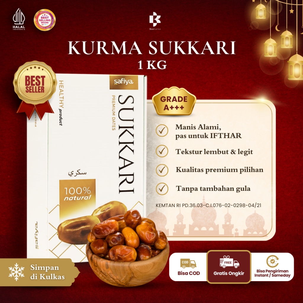 Kurma Sukari 1 Kg Grade A Premium Oleh Oleh Haji dan Umroh