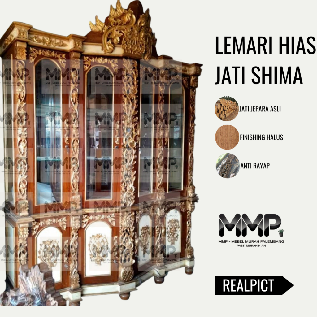 Lemari Hias Jati Shima | lemari Hias Jati Asli Ukir Jepara Murah Palembang
