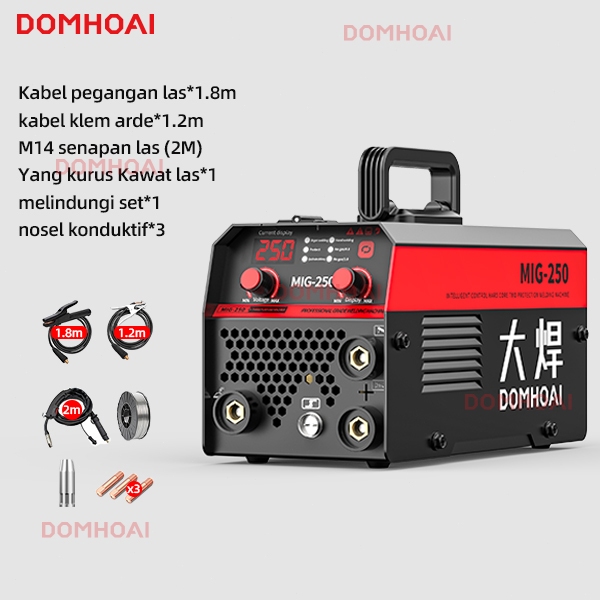 Mesin Las Inverter DOMHOAI MIG-250 las 3 in 1 mig 450 watt tanpa gas alat las listrik canggih Profes