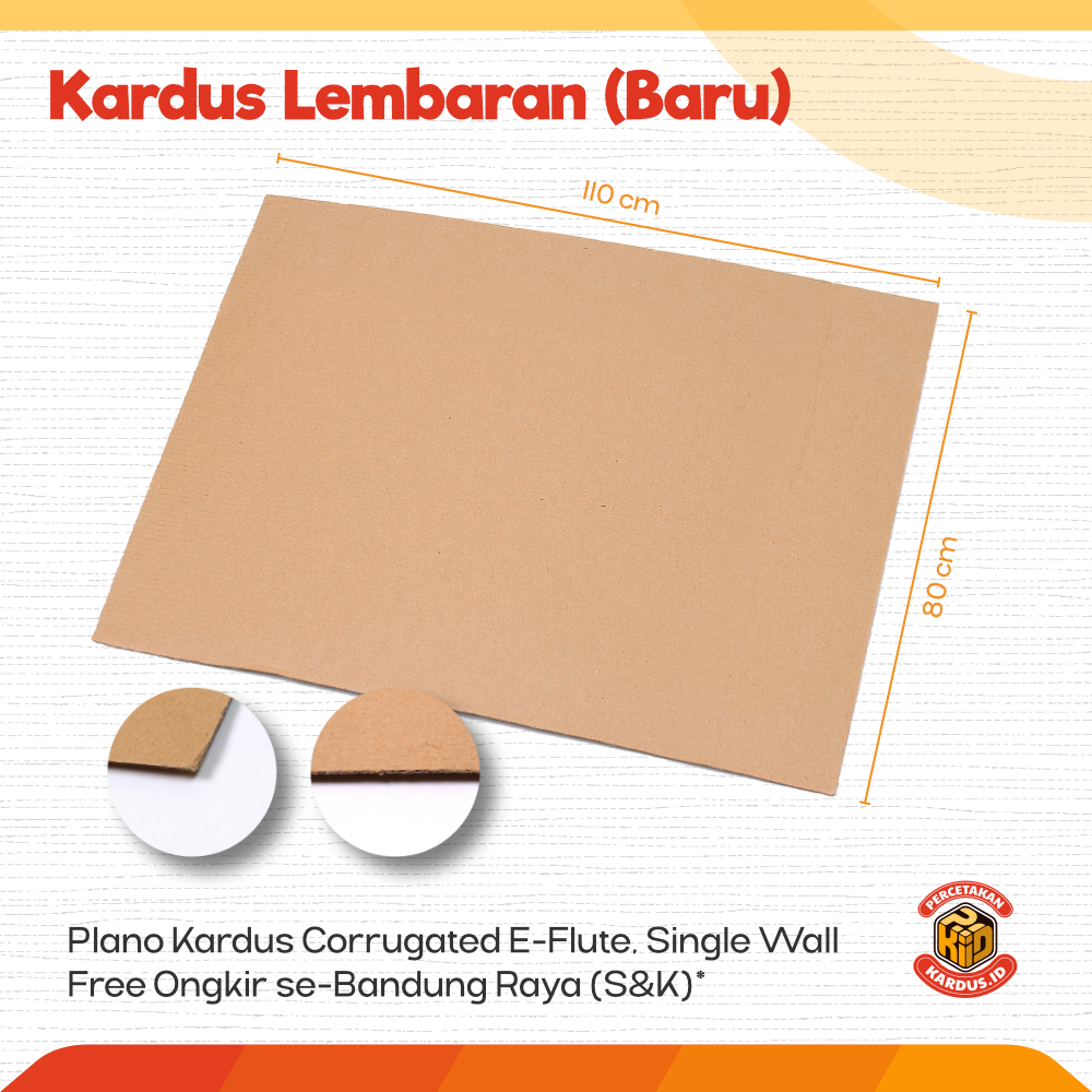 KARDUS LEMBARAN BARU uk 80X110 cm | BAHAN CORRUGATED E FLUTE | PACKING KARDUS |