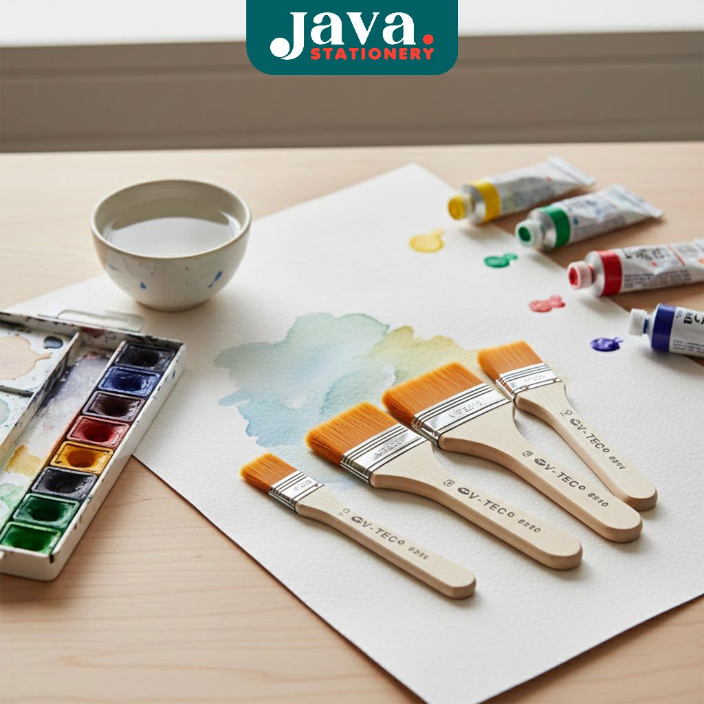 V-Tec Kuas Lukis 808 Lebar / Kuas Besar untuk Cat Air, Akrilik & Cat Minyak