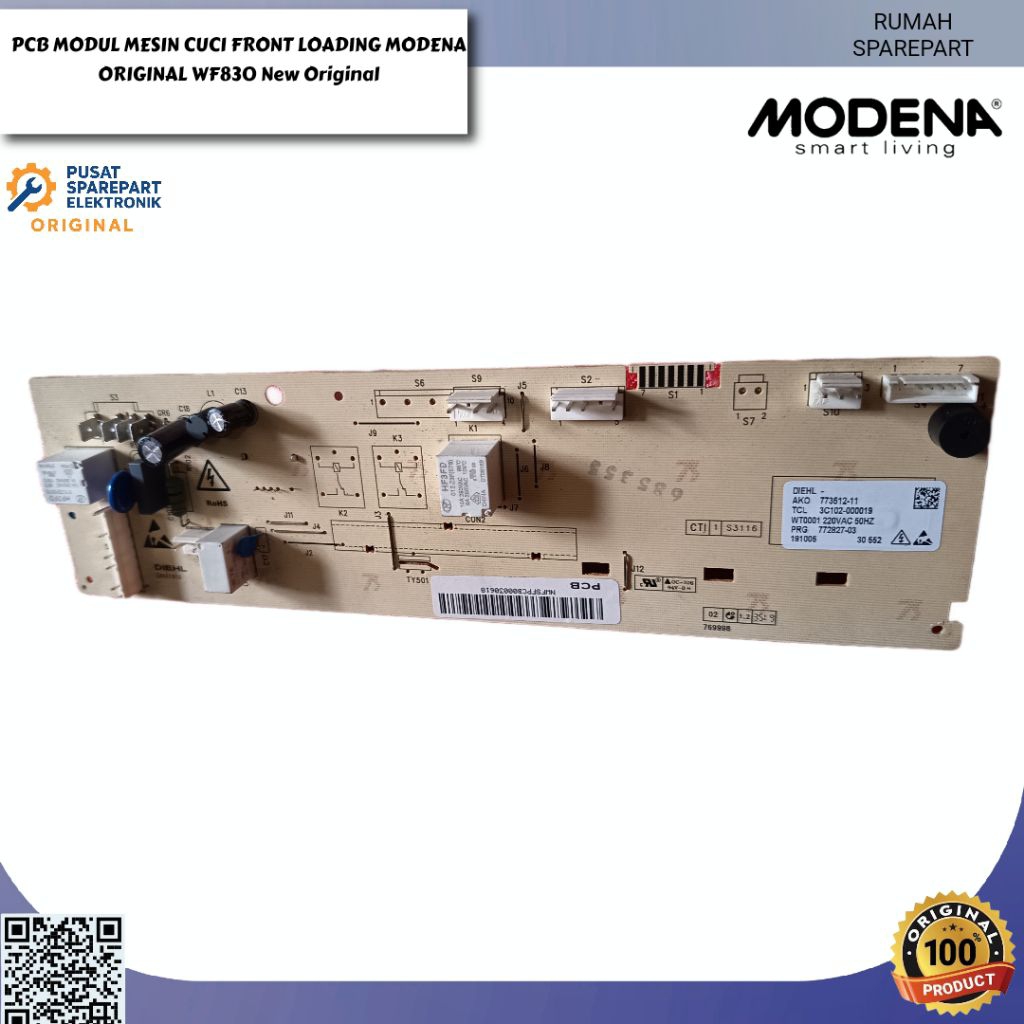 PCB MODUL MESIN CUCI FRONT LOADING MODENA ORIGINAL WF830 NEW ORIGINAL