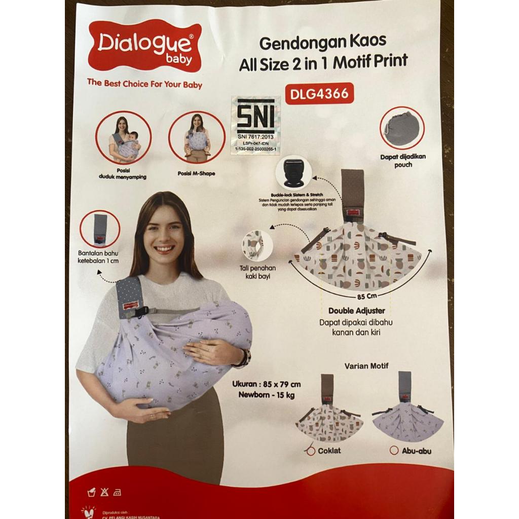 Dialogue Gendongan Kaos All Size 2in1 Motif Print / Gendongan Kaos Samping / Gendongan Samping