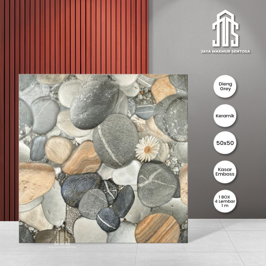 Keramik Lantai Kasar Motif Batu Alam Dieng Grey 50x50