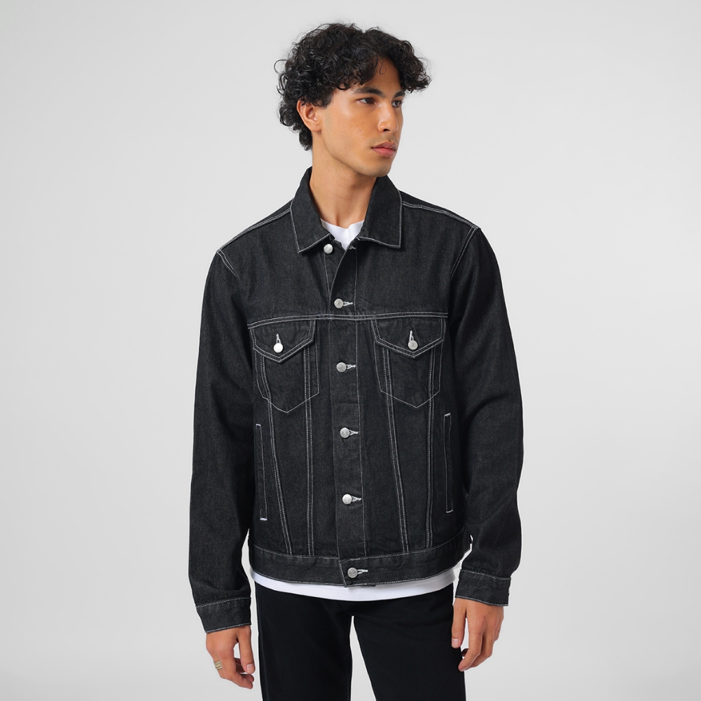 EDWIN JEANS - Jacket Denim Trucker Relaxed Fit Black Rinsed
