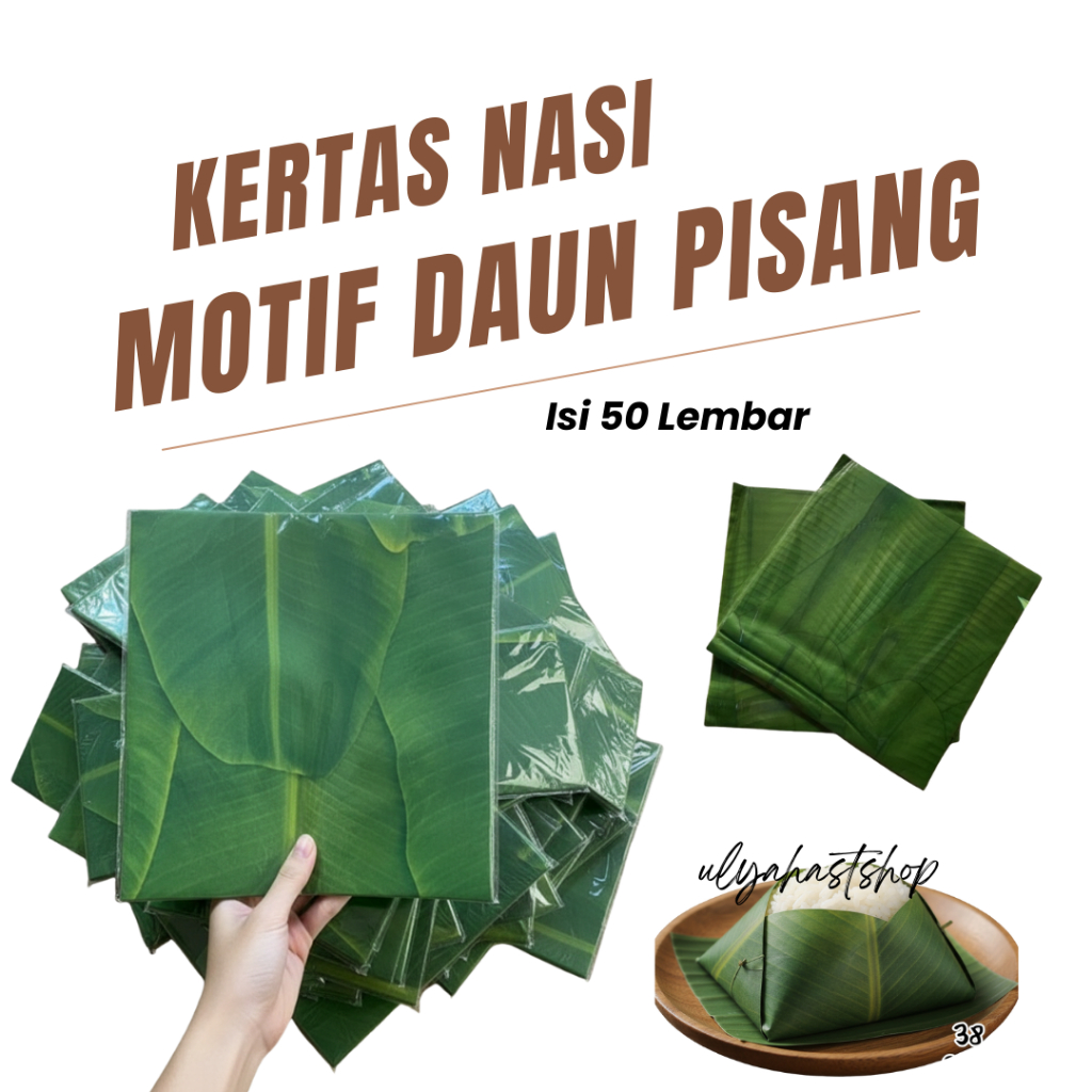 Kertas Laminasi Motif Daun Pisang Aman untuk Makanan - Isi 50 lembar