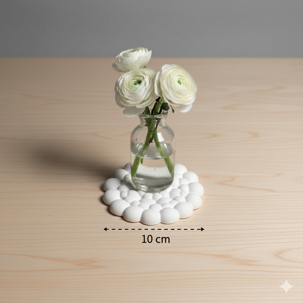 Coaster Estetik Motif Bubble Putih | Cocok untuk Gelas & Vas