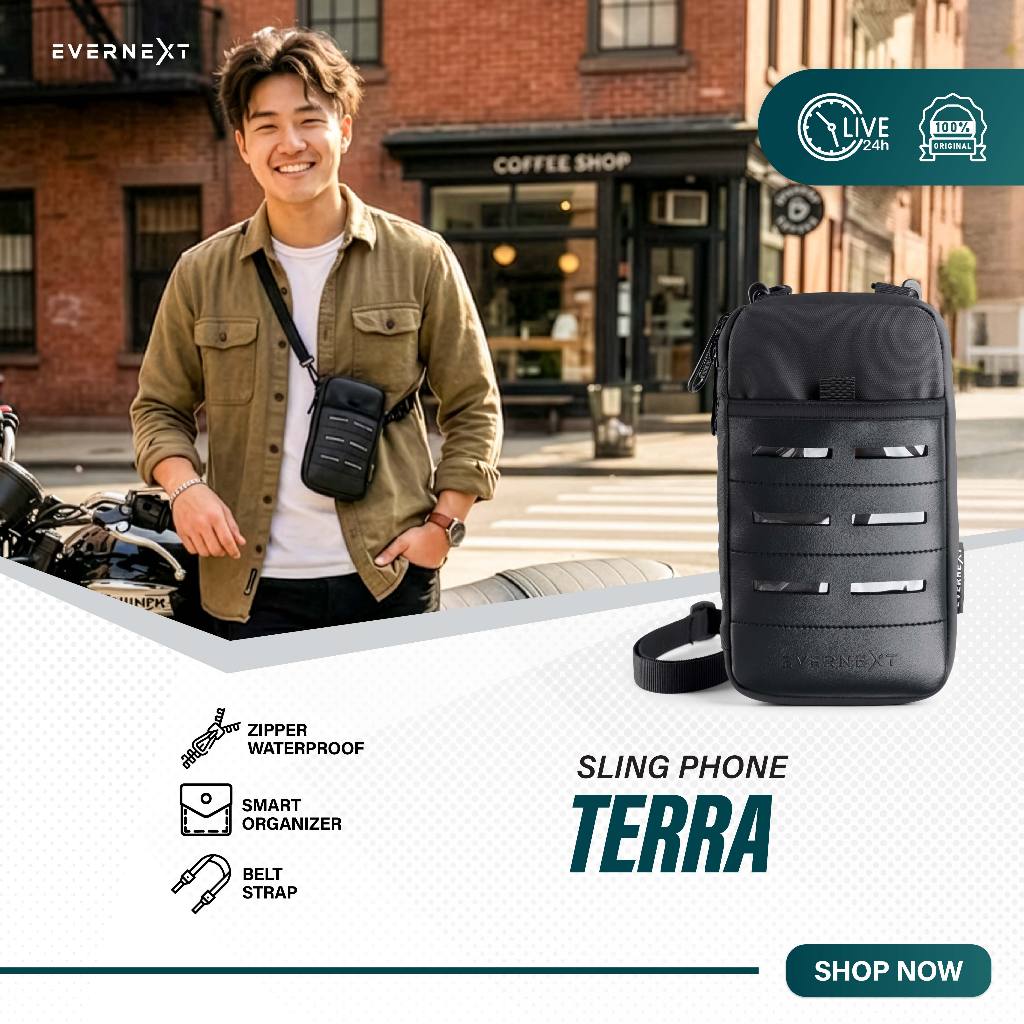 Evernext - Sling Phone Pria Tas Gantung Leher Pria Tas Selempang Mini Pria Waterproof - Terra