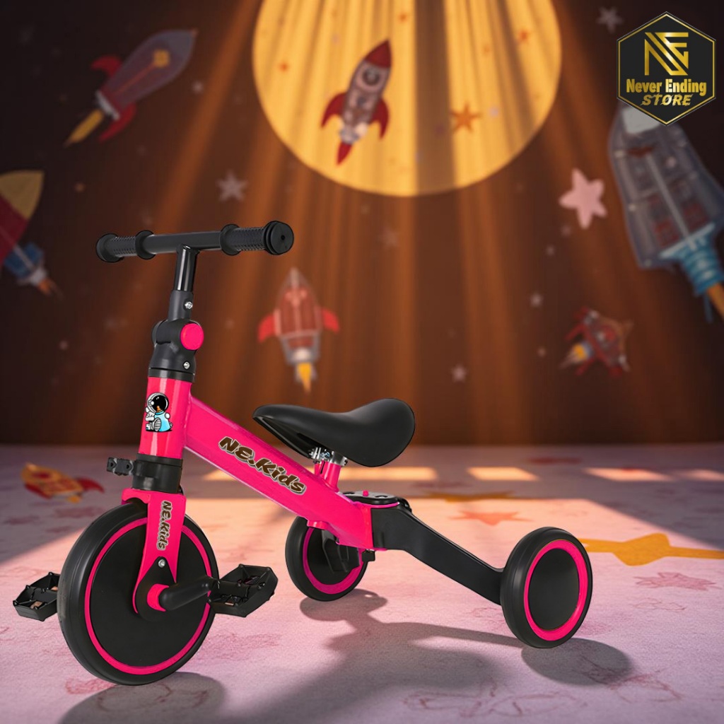 NE.KIDS Sepeda Anak 2in1 Balita Umur 1 2 3 4 5 Tahun Perempuan Laki Laki Mode Latihan Roda 2 Roda 3