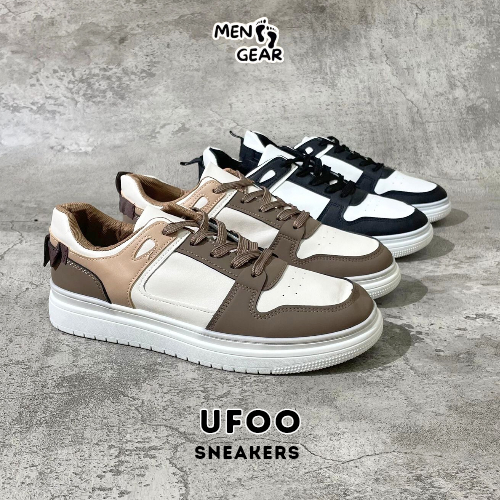 MENFOOTGEAR Ufoo Sepatu Pria Casual Sneakers Pria Karet Kulit Sintetis Sneakers Hitam Choco