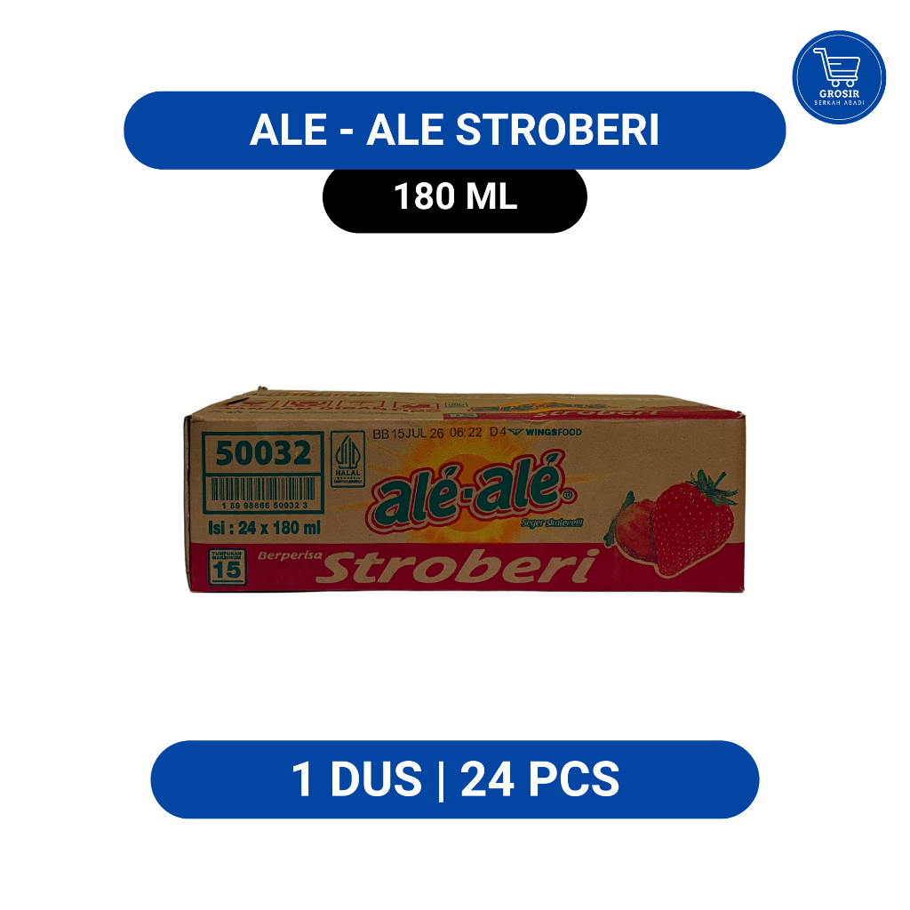 ALE ALE STRAWBERRY – 1 DUS (24 Cup) | Minuman Jelly Kelapa | Harga Grosir