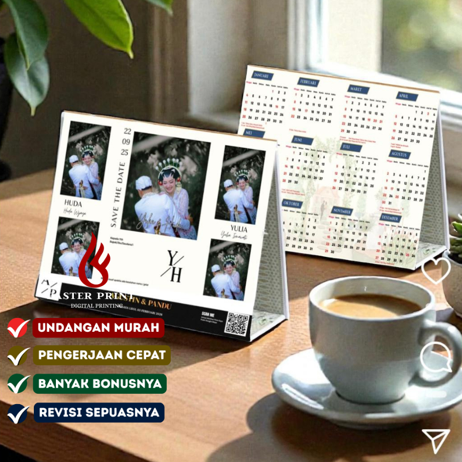 Undangan Pernikahan glosy KALENDER 2026, Elegan, Unik, Murah, Bahan Tebal Banyak Gratisnya