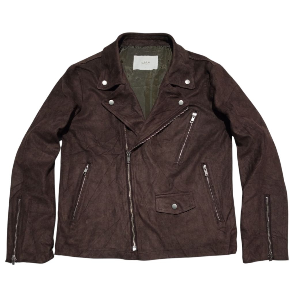 HIGH By Vision Company Canvas Suede Raider / Biker Motorcycle Perfecto Jacket 2 Pocket