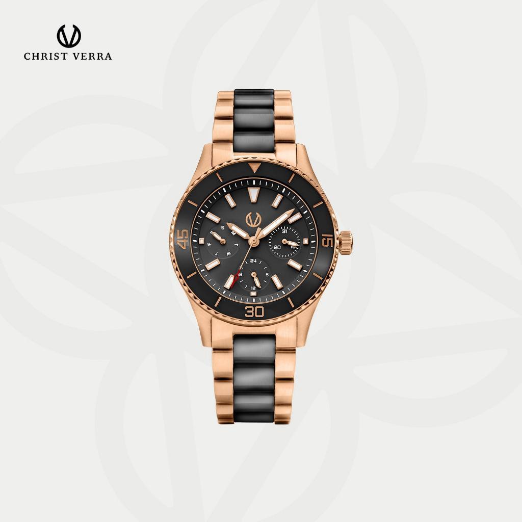Christ Verra Casual Women's Watches Jam Tangan Wanita Tali Rantai CV 12351L-58 BLK