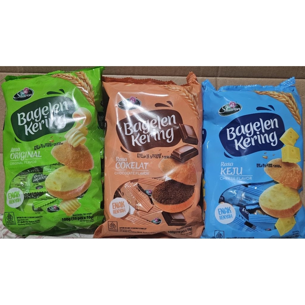 Sharon Bagelen Kering Original&Coklat 100g - Roti Kering Renyah