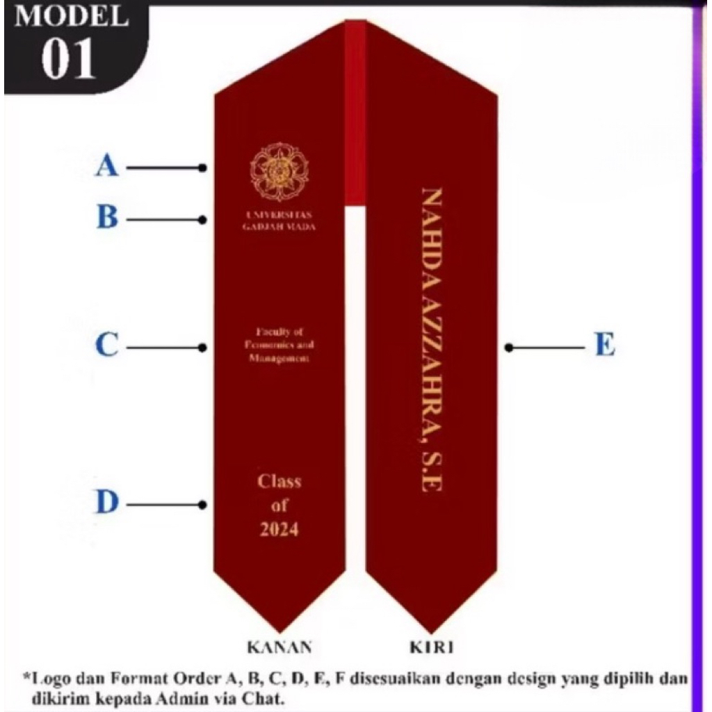 (1Hari Jadi) Costom Selempang Wisuda Bludru