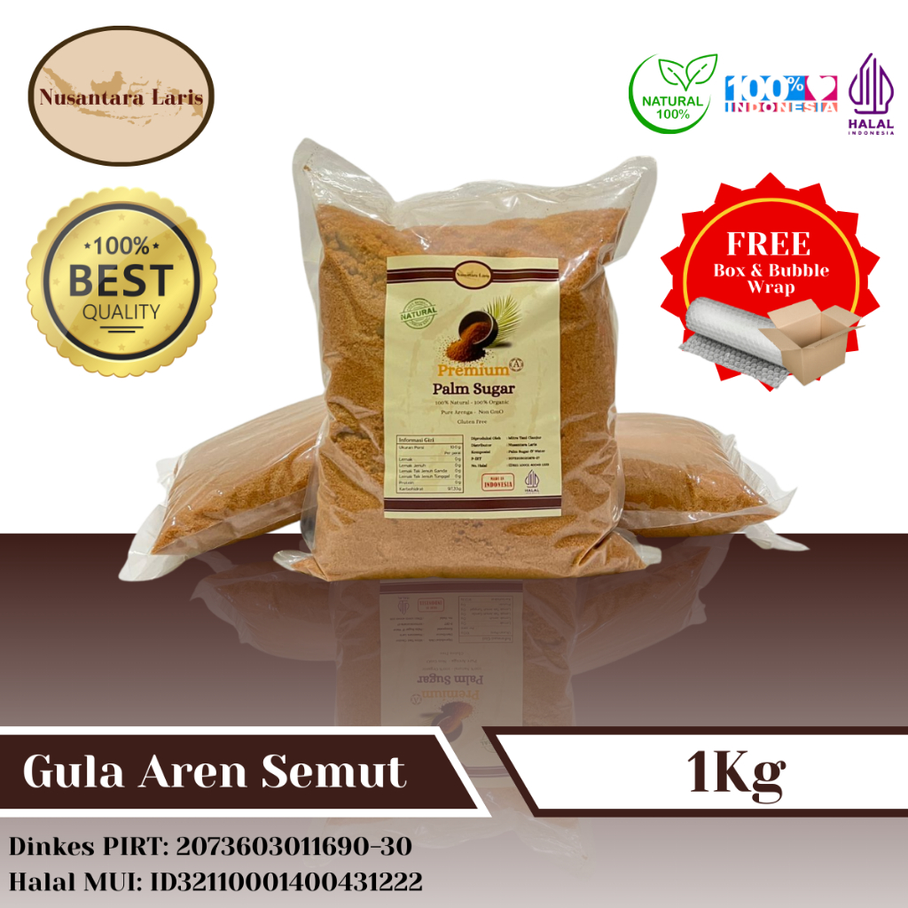 Gula Aren Semut Organik Serbuk Kuaitas Super1000 Gram (1kg) - Rendah Glikemik, Kaya Nutrisi, Serbagu