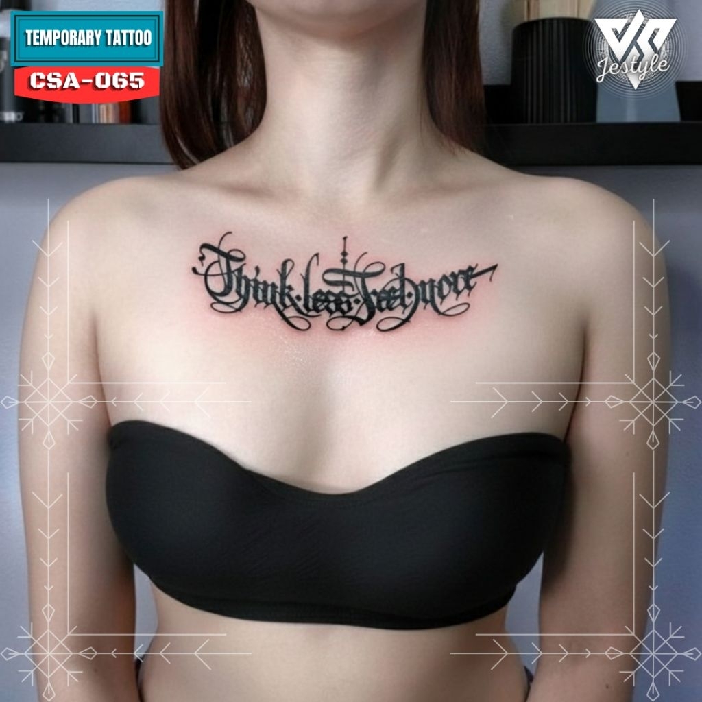 [CSA][HB-065] Tato Temporer Tato Sementara Dada Punggung Pria dan Wanita Tulisan