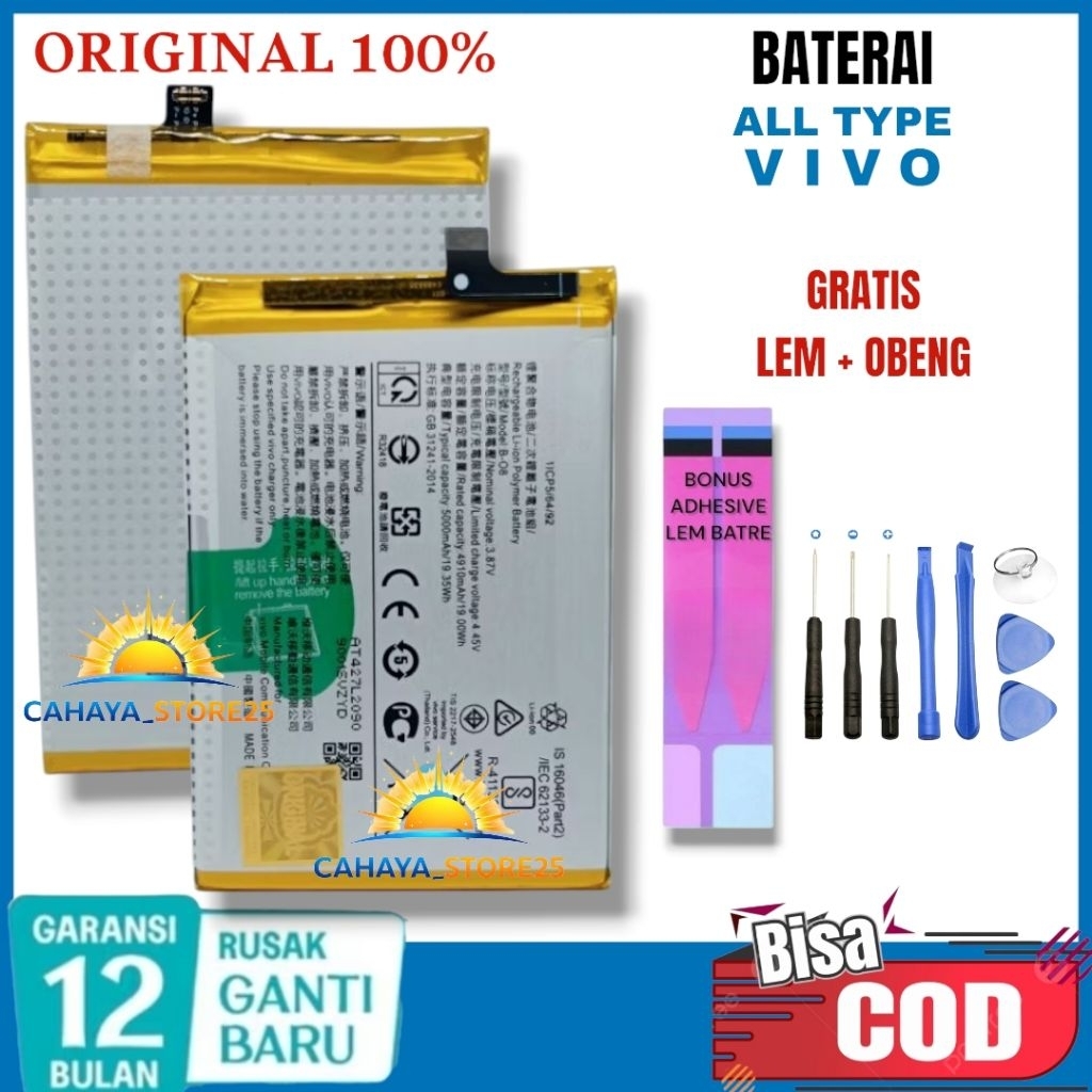 Baterai Batre FOR VIVO Y01 Y10 Y15s Y03 Y35 Y53 Y55 Y55S Y69 Y71 Y81 Y81i Y83 Y91 Y93 Y95 Y12 Y15 Y1