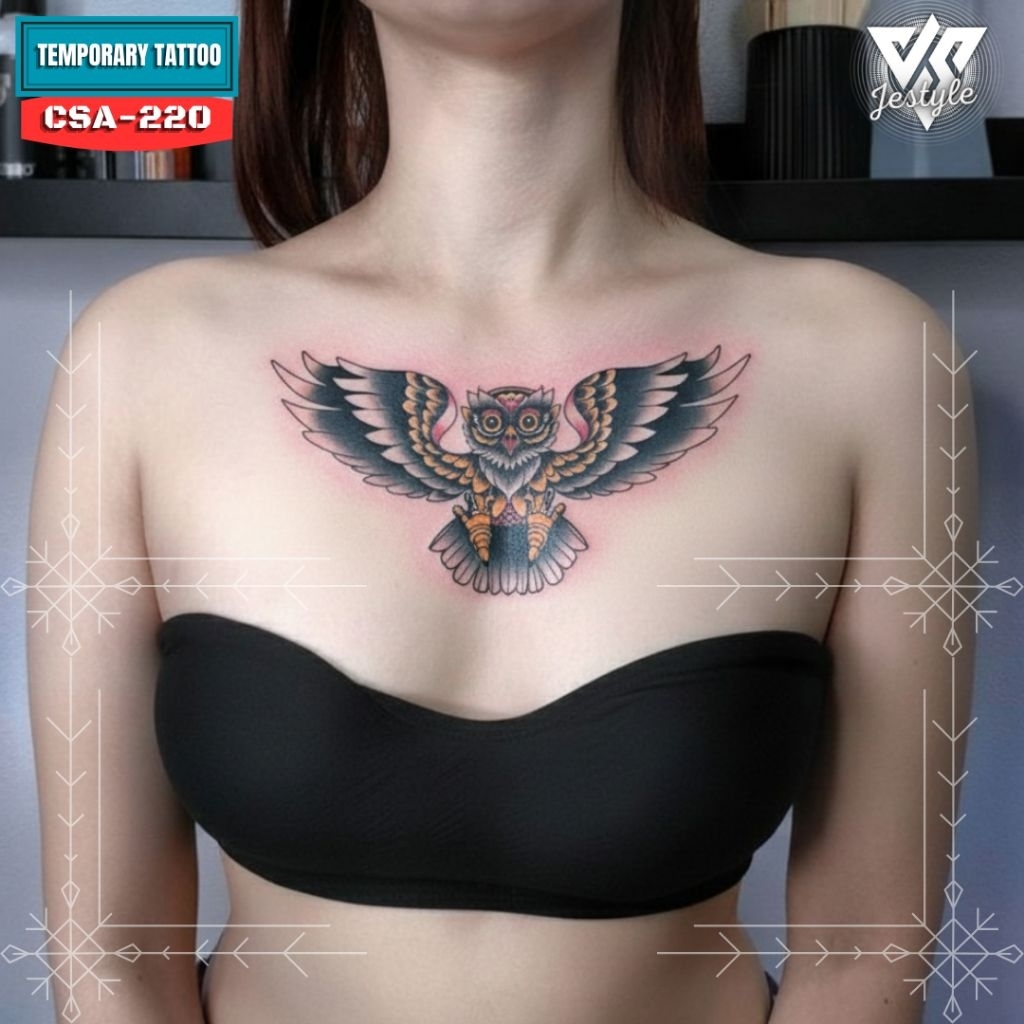 [CSA][HB-220] Tato Temporer Tato Sementara Dada Punggung pria dan wanita burung hantu