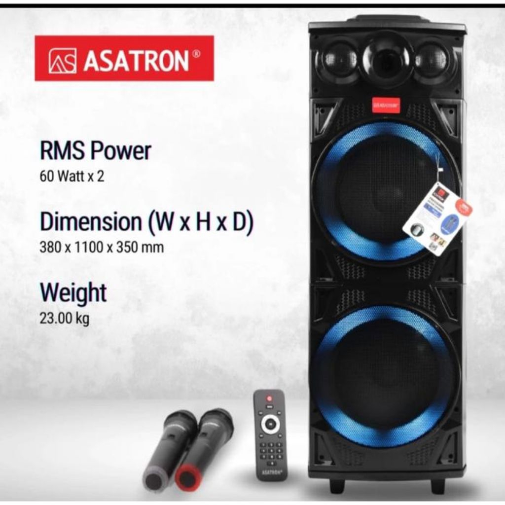 ASATRON SPEAKER PORTABLE ASATRON 2x12INCH RMS 120W ASATRON HURRICANE + MIC 2 ASATRON PORTABLE SPEAKE