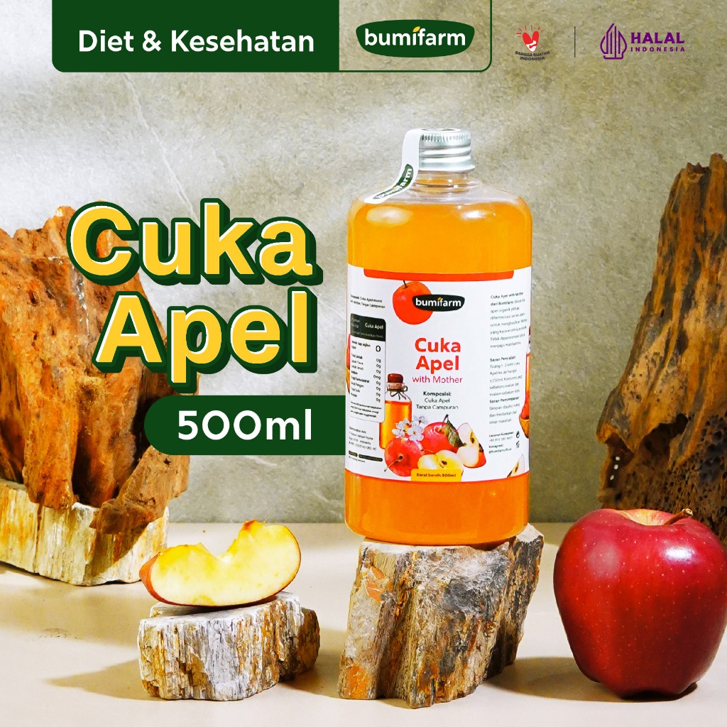 CUKA APEL ORIGINAL ORGANIK 500ML WITH MOTHER BUMIFARM / APPLE CIDER VINEGAR / CUKA SARI APEL ORIGINA
