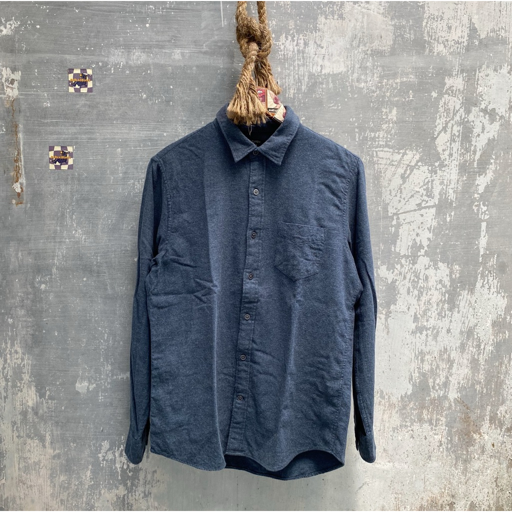 kemeja pria katun flanel topten navy