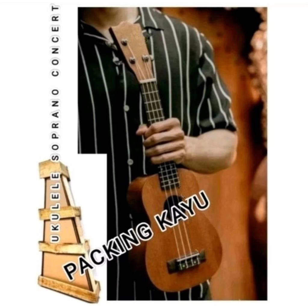 PAKET UKULELE SOPRANO SENAR 3 FREE PACKING KAYU */ PAKET LENGKAP BERGARANSI