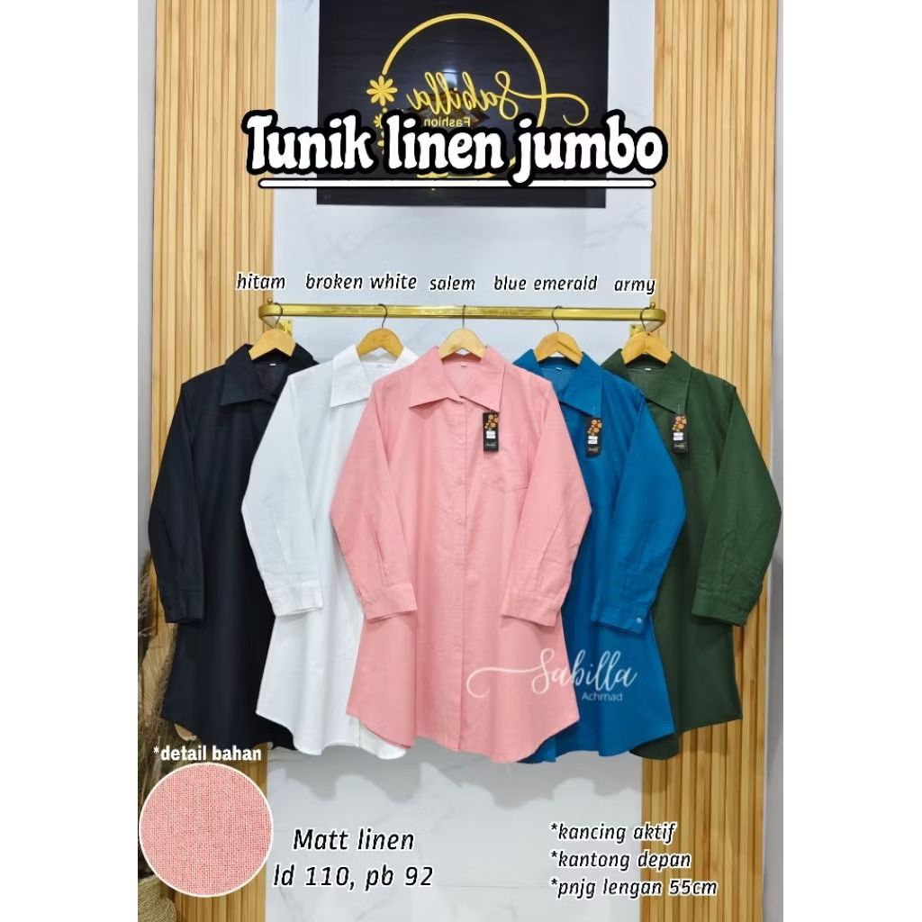 Tunik Dewasa Jumbo Bahan Linen, Linen Angel & Katun Jepang