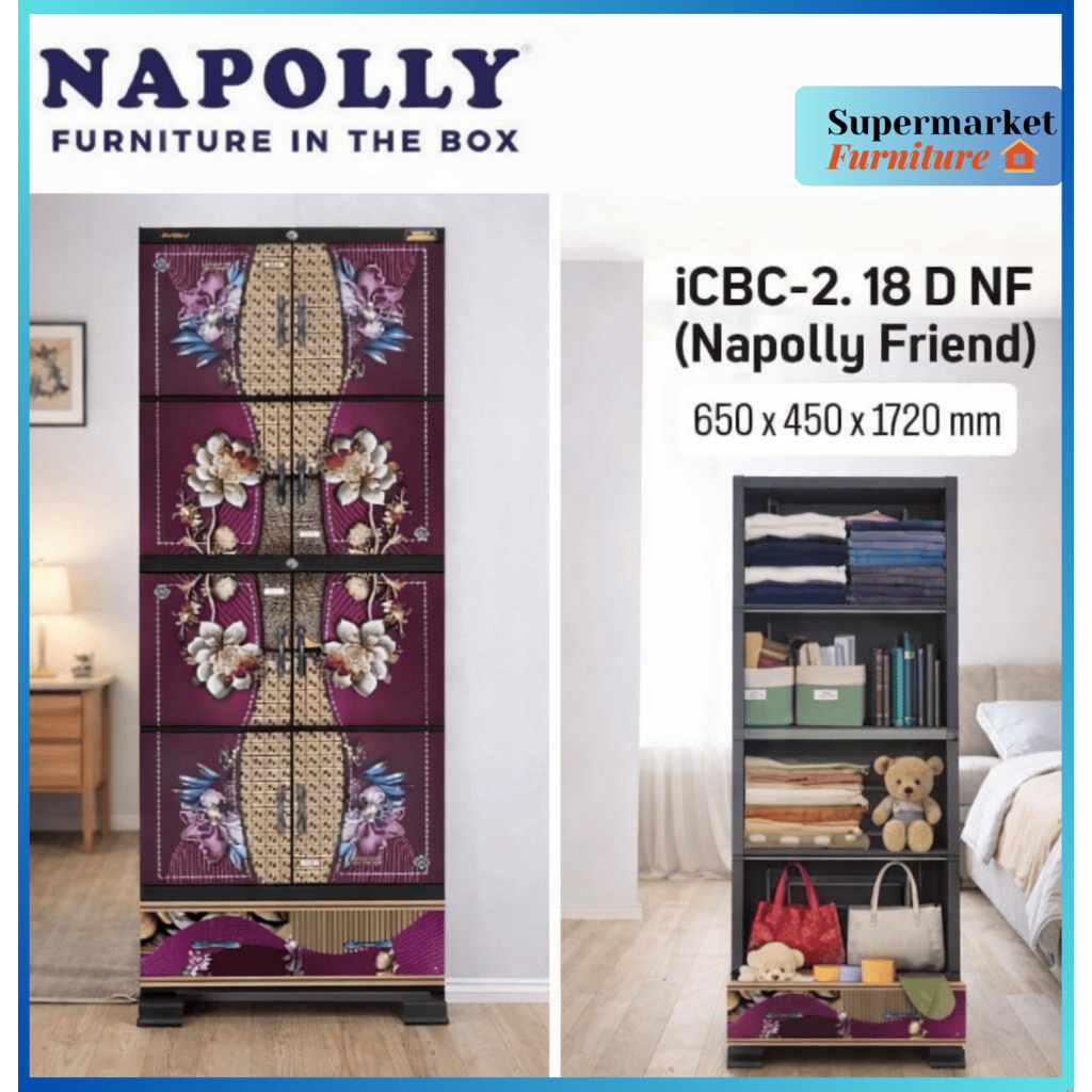 CARGO - LEMARI PLASTIK NAPOLLY ROTAN 8 PINTU/LEMARI NAPOLLY CRS MU48D JATI