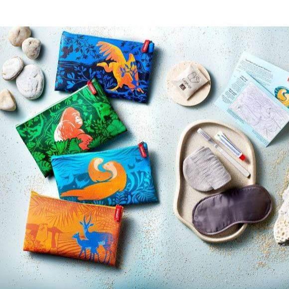 DOMPET PRIA/WANITA EXCLUSIVE EMIRATES AIRWAYS Endangered Wildlife PREMIUM ECONOMY POUCH AMENITY TRAV