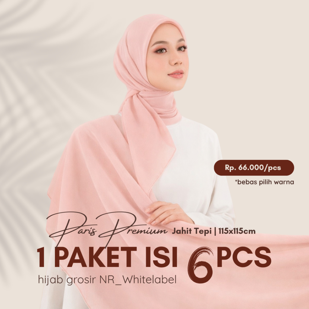 Hijab Segiempat Paris 6 pcs | Paket Usaha Reseller & Dropship | Hijab Segiempat Paris Premium Grosir