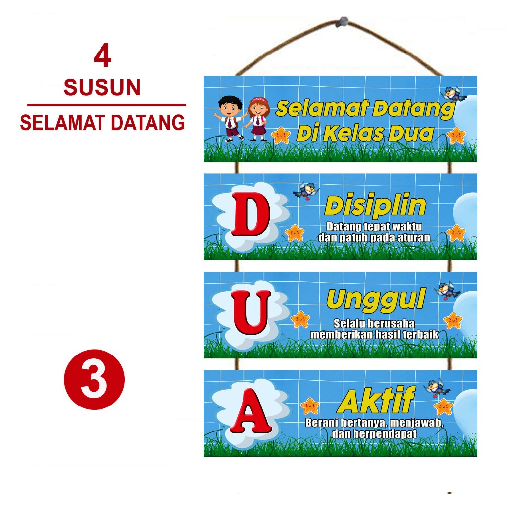 Dekorasi Pintu Kelas Selamat Datang Di Kelas Dua - Hiasan Gantung Pintu Kelas -  Hiasan Dinding Kela
